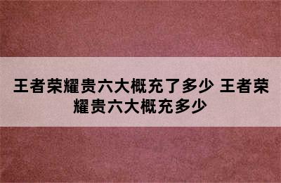 王者荣耀贵六大概充了多少 王者荣耀贵六大概充多少